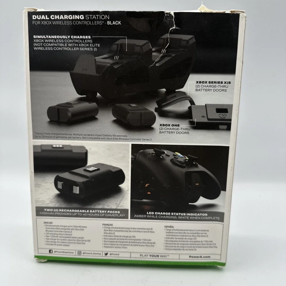 PowerA Dual Charging Station For Xbox (Black) ‎ Joystick Charger NEW
